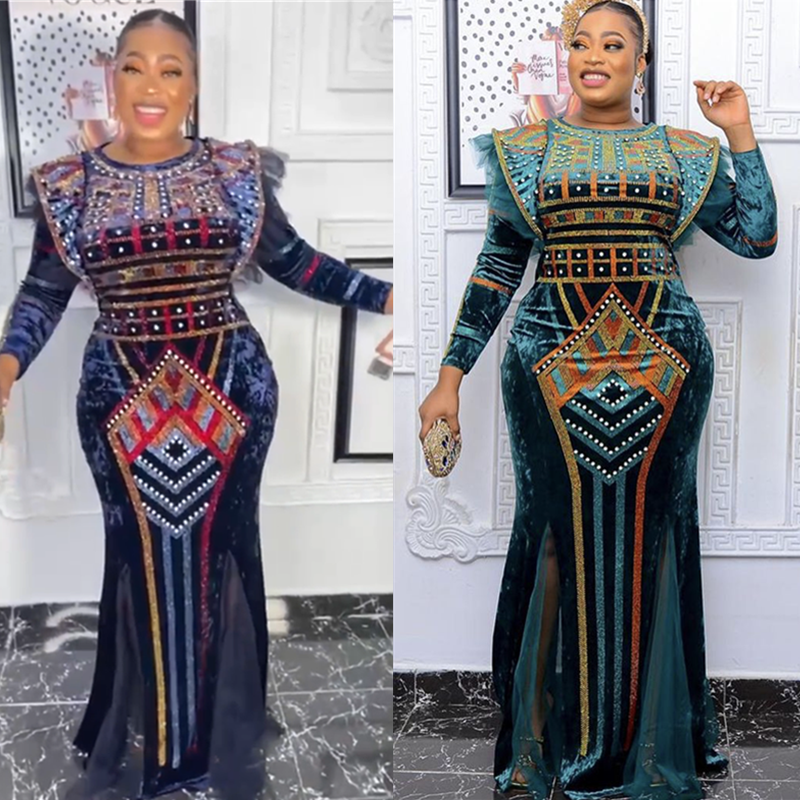 Ethnic Fashion House - Elegancka damska sukienka Bazin Rich African