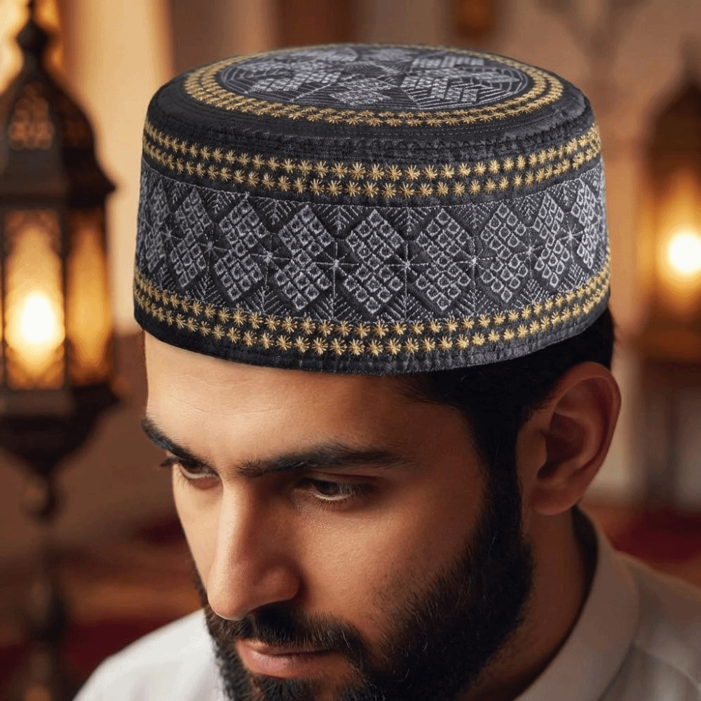 Ethnic Fashion Men - Modna etniczna czapka islamska typu flat