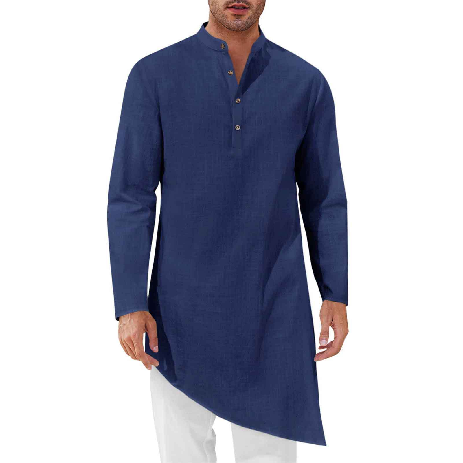Kurta Men Cotton - Minimalistyczne długie koszule męskie, luźne szaty,