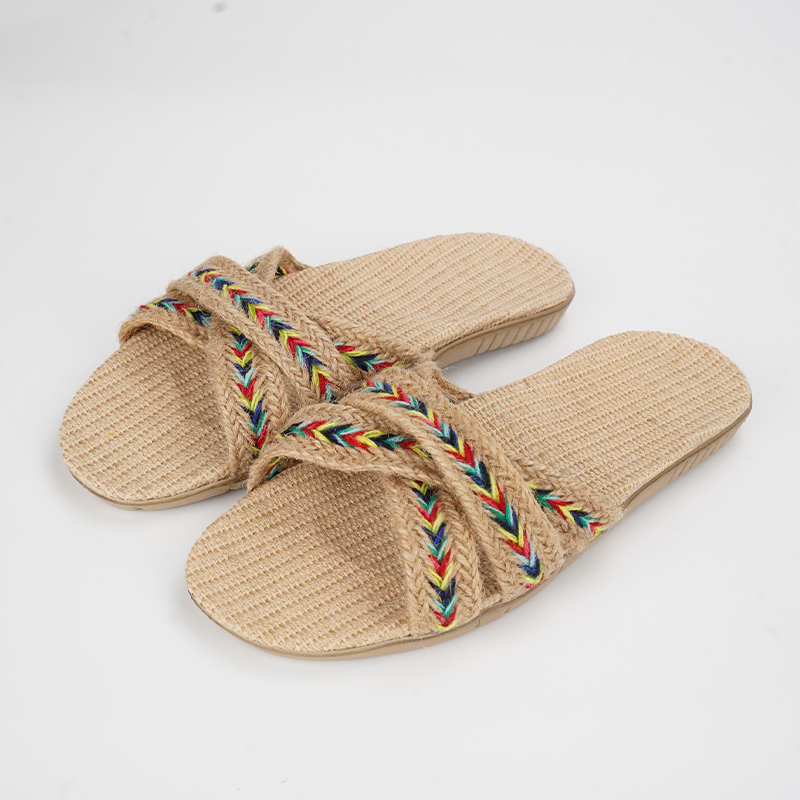 Ethnic Fashion Women - SHAJI Letnie lniane kapcie damskie do