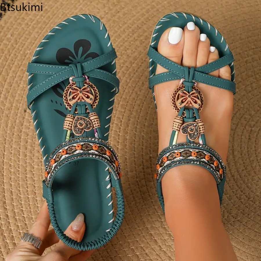 Ethnic Fashion Women - Damskie sandały w stylu bohemy, na