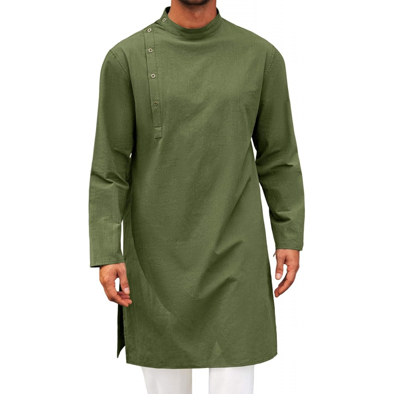 Kurta Men Cotton - Męski kaftan, toba, szata, koszula henley