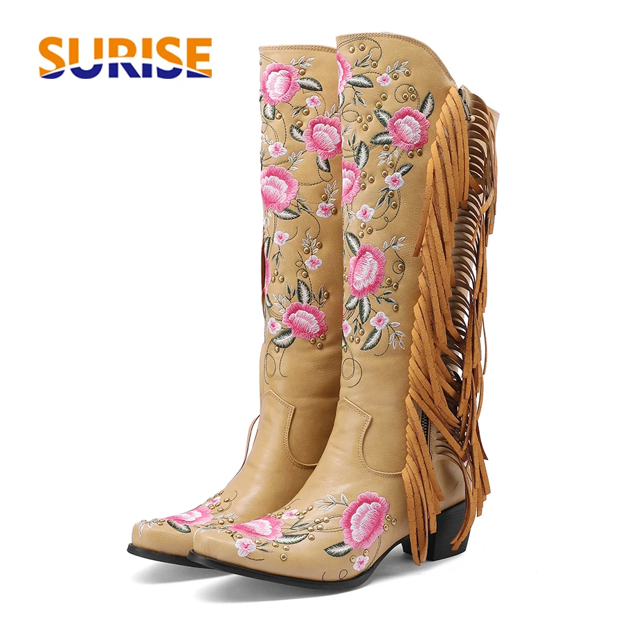 Ethnic Fashion Women - Moda Haft Kwiat Zachodnie buty do