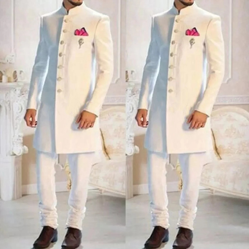 Fashion Ethnic Wear For Men - Fashion Design biały stojak kołnierz pojedyncze