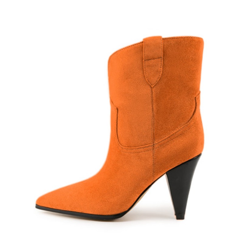 Ethnic Fashion Women - Dwukolorowe botki na szpilce, wsuwane, modne
