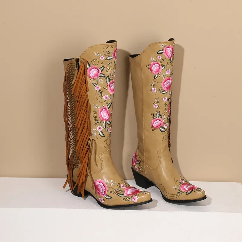 Moda Haft Kwiat Zachodnie buty – Ethnic Fashion Women recenzja i cena