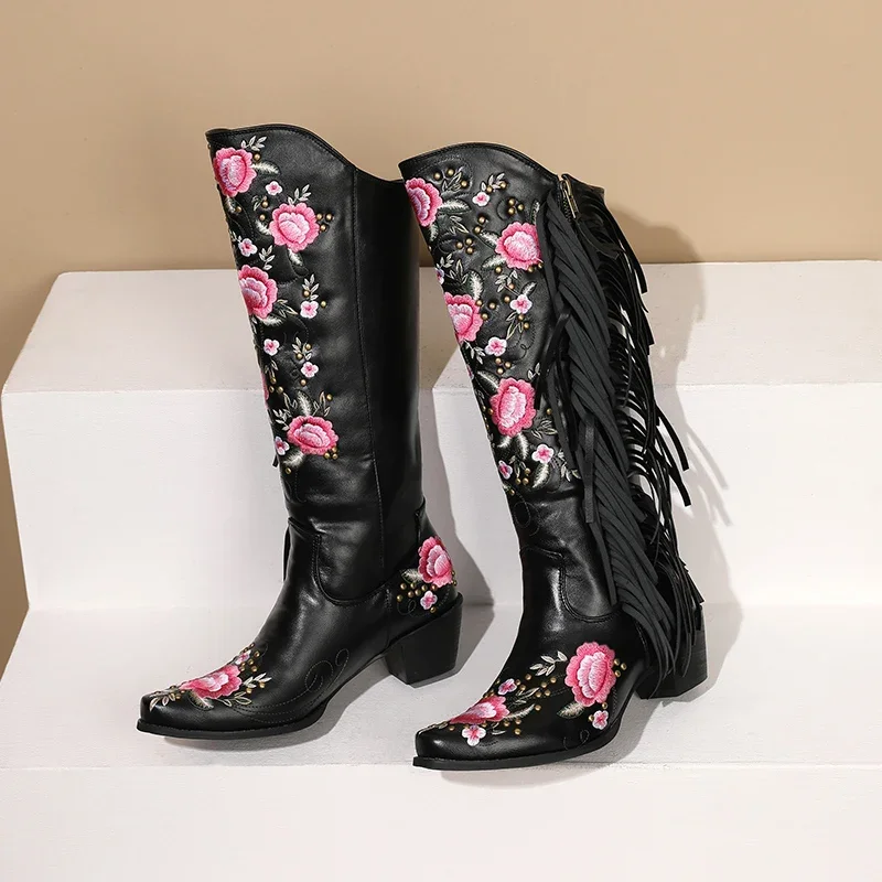 Moda Haft Kwiat Zachodnie buty – Ethnic Fashion Women recenzja i cena